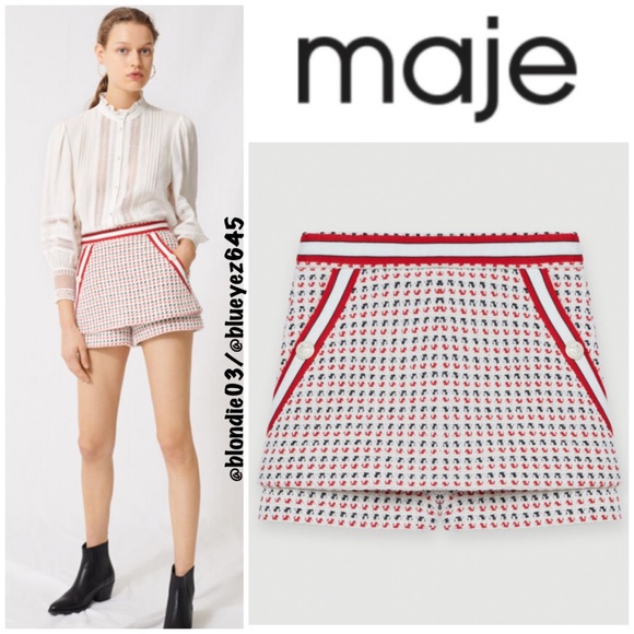 Maje Pants - Maje Short Tweed-Style Layered Skort 36/US 4